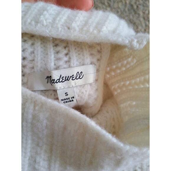 Madewell Pointelle-Stitch Mockneck Sweater ivory cream 100% merino wool small - Picture 9 of 13